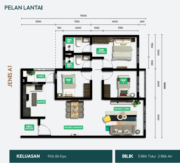 Intana Ria floor plan Type A1